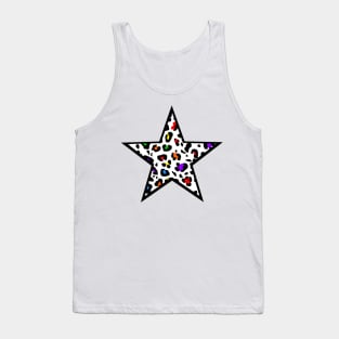 Rainbow and Black Leopard Print Star Tank Top